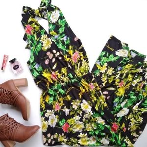 STELLA PARKER halter neck black floral maxi dress